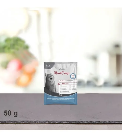 50 g PLATINUM MeatCrisp foderprøve Adult Fish kattemad Kattemad fra PLATINUM som din kat vil elske. For første gang har en Fresh 50 g PLATINUM MeatCrisp foderprøve Adult Fish kattemad Kattemad fra PLATINUM som din kat vil elske. For første gang har en Fresh
