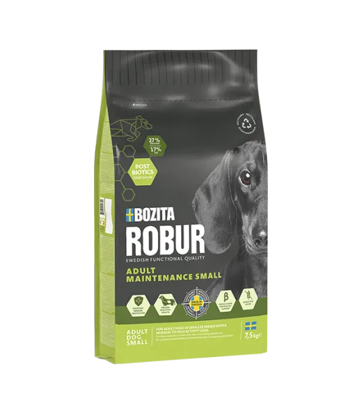 7,5 kg ROBUR ADULT MAINTENANCE SMALL Bozita Robur Adult Maintenance Small er et fuldfoder til voksne hunde af små racer med et n