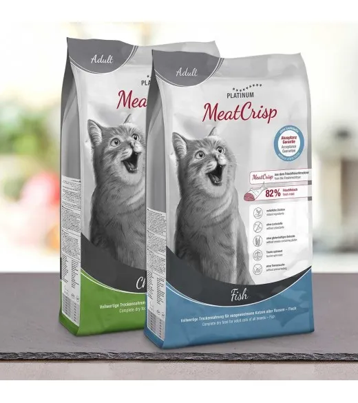 2 x 1,5 kg Mix PLATINUM MeatCrisp Adult Fish og adult Chicken kattemad Kattemad fra PLATINUM som din kat vil elske. For første g 2 x 1,5 kg Mix PLATINUM MeatCrisp Adult Fish og adult Chicken kattemad Kattemad fra PLATINUM som din kat vil elske. For første g