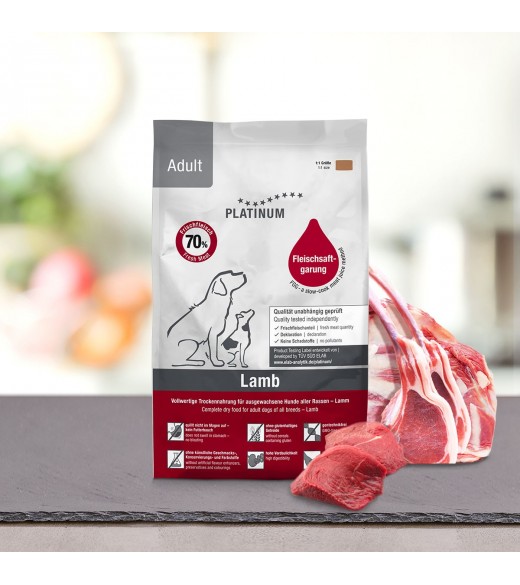 3 x 1,5 kg PLATINUM Lam Voksen hundefoder PLATINUM adult lam og ris er et sundt komplet&nbsp;koldpresset hundefoder der sikre din hu