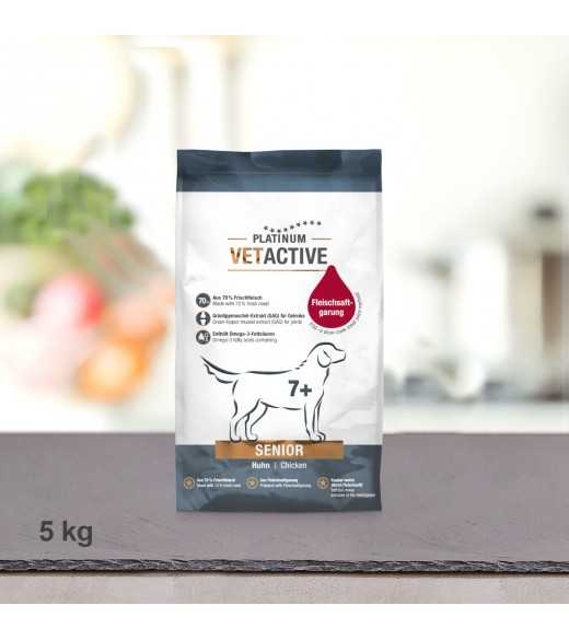5 kg PLATINUM Vetactive Senior Hundefoder Jo ældre et dyr bliver, jo sværere er det for kroppen at opretholde fysiologiske proce