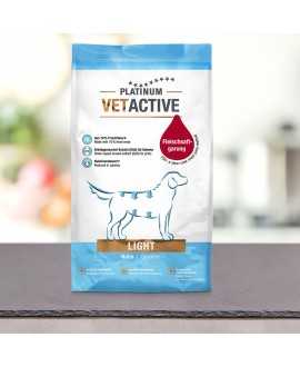 10 kg PLATINUM Vetactive Light Hundefoder Nu om dage er mange hunde overvægtige eller har problemer med bugspytkirtlen. Som følg