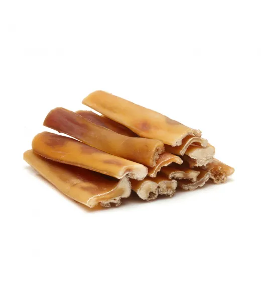 1000 gram Pandelapper Frigera - 20 cm Naturlig snack af tørret hud fra pandelappen på okse, sprød sej snack til hunden med lang 