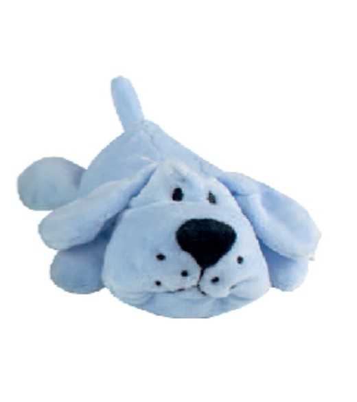 Lille Lyseblå Plys hund 15 cm Lille plys hund med pive lyd, god til hvalpe og mindre racer
måler 15 cm  