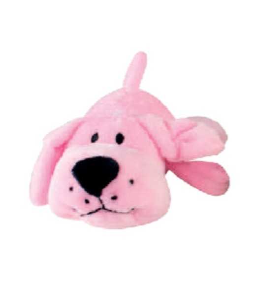 Lille Pink Plys hund 15 cm Lille plys hund med pive lyd, god til hvalpe og mindre racer
måler 15 cm  