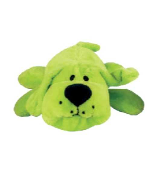 Lille grøn Plys hund 15 cm Lille plys hund med pive lyd, god til hvalpe og mindre racer
måler 15 cm  