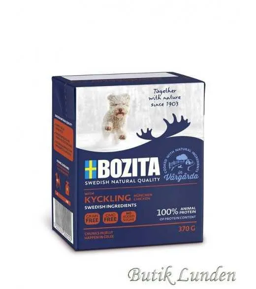 KYLLING bidder i gele 370 gram - Bozita hundemad Vådfoder til hunde fremstille af små bidder i form af mør&nbsp;Kylling.