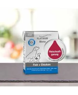 1/1 karton stor PLATINUM Menu Fisk og Kylling 12 x 375 gram PLATINUM MENU FISK OG KYLLING er et vådfoder de bedste stykker af&nbsp;fr