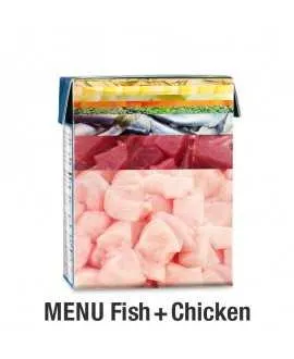 1/1 karton mellem PLATINUM Menu Fisk og Kylling 12 x 185 gram PLATINUM MENU FISK OG KYLLING er et vådfoder de bedste stykker af&nbsp;