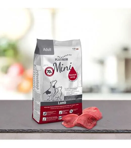14 x 900 g PLATINUM MINI Lam Voksen hundefoder PLATINUM MINI adult lam og ris er et sundt komplet&nbsp;koldpresset hundefoder der si