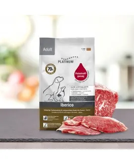 90 kg PLATINUM IBERICO VOKSEN HUNDEFODER PLATINUM Adult Iberico og Grønt er et sundt komplet koldpresset hundefoder der sikre d