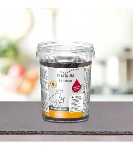 12 stk PLATINUM Fit-Stick Kylling og Kanin 300 gram PLATINUM snack stænger af det bedste fra frisk slagtet kylling og kanin, ude 12 stk PLATINUM Fit-Stick Kylling og Kanin 300 gram PLATINUM snack stænger af det bedste fra frisk slagtet kylling og kanin, ude