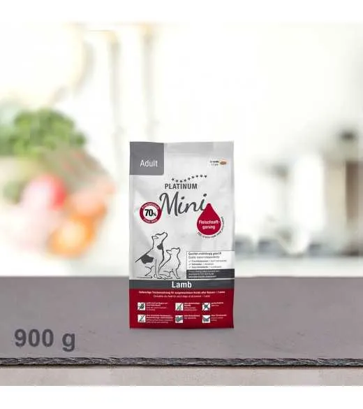 900 g PLATINUM MINI Lam Voksen hundefoder PLATINUM MINI adult lam og ris er et sundt komplet&nbsp;koldpresset hundefoder der sikre d