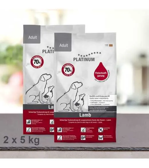 10 kg PLATINUM Lam Voksen hundefoder PLATINUM adult lam og ris er et sundt komplet&nbsp;koldpresset hundefoder der sikre din hund al