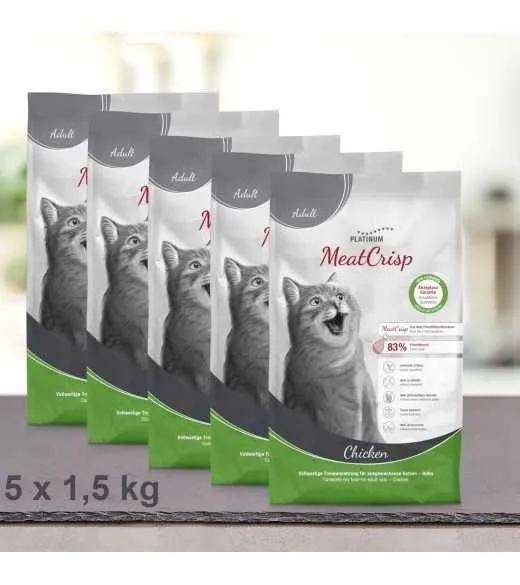 7,5 kg PLATINUM MeatCrisp Adult Chicken kattemad Kattemad fra PLATINUM som din kat vil elske. For første gang har en Freshmeatdr 7,5 kg PLATINUM MeatCrisp Adult Chicken kattemad Kattemad fra PLATINUM som din kat vil elske. For første gang har en Freshmeatdr