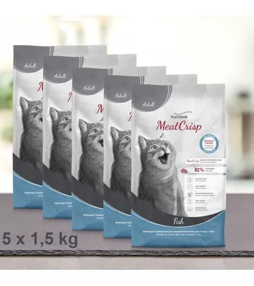 7,5 kg PLATINUM MeatCrisp Adult Fish kattemad Kattemad fra PLATINUM som din kat vil elske.
For første gang har en Freshmeatdryer