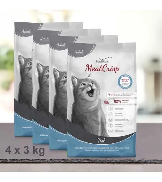 12 kg PLATINUM MeatCrisp Adult Fish kattemad Kattemad fra PLATINUM&nbsp;som din kat vil elske. For første gang har en Freshmeatdryer 