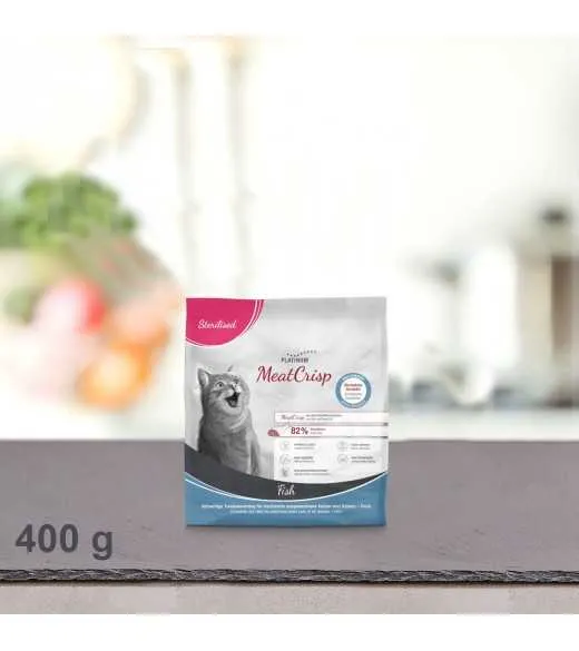 400 gram PLATINUM MeatCrisp Sterilised Fish kattemad Kattemad fra PLATINUM som din kat vil elske. For første gang har en Freshme