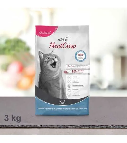 3 kg PLATINUM MeatCrisp Sterilised Fish kattemad Kattemad fra PLATINUM som din kat vil elske. For første gang har en Freshmeatdr