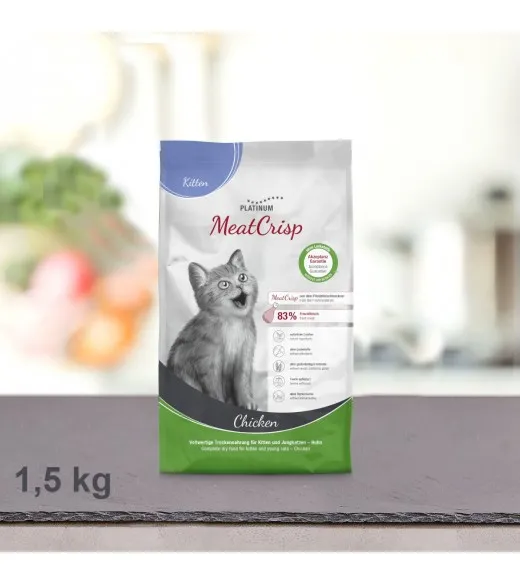 1,5 kg PLATINUM MeatCrisp Kitten Chicken killingemad Kattemad fra PLATINUM&nbsp;som din killing vil elske. For første gang har en Fre