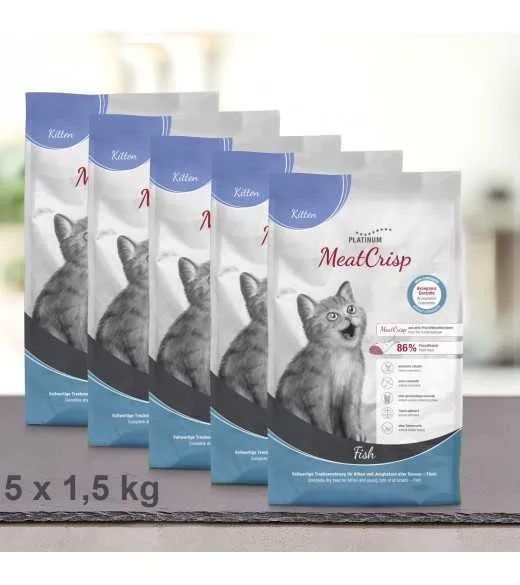 7,5 kg PLATINUM MeatCrisp Kitten Fish killingemad Kattemad fra PLATINUM som din killing vil elske. For første gang har en Freshm 7,5 kg PLATINUM MeatCrisp Kitten Fish killingemad Kattemad fra PLATINUM som din killing vil elske. For første gang har en Freshm